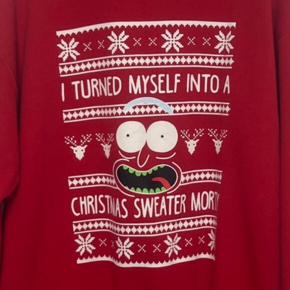 Rick & Morty Christmas Sweatshirt Mens Large Red - Picture 5 of 10